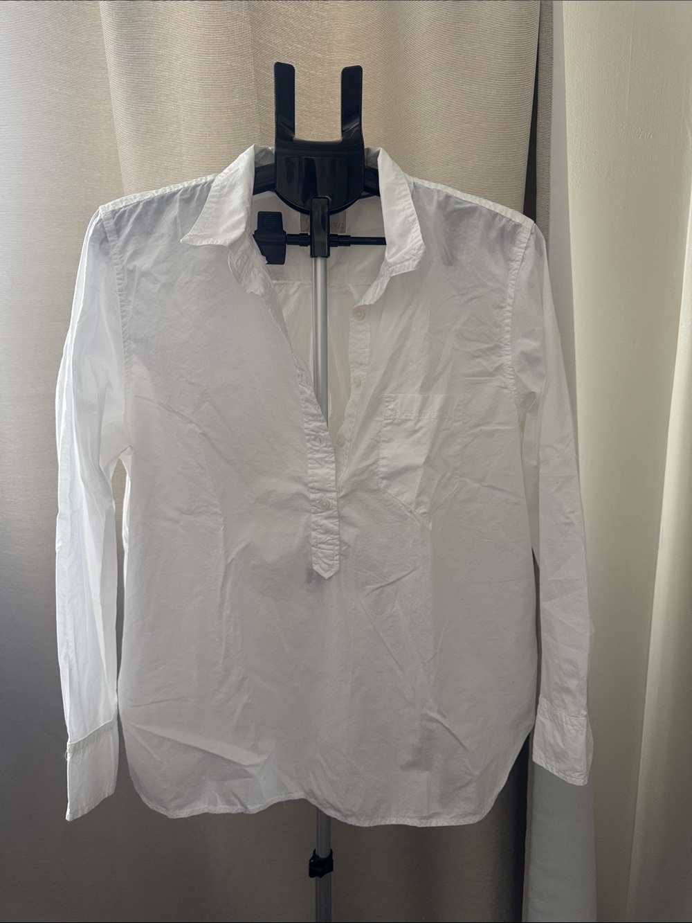 J Crew White Popover Button-Front Women's Shirt